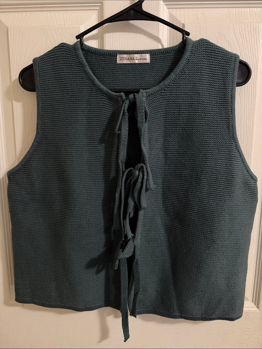 Zenana Outfitters Teal Knit Tie-Front Sleeveless Vest